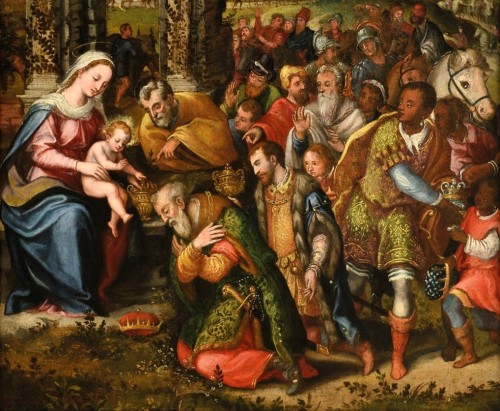 Paintings & Drawings  - Adoration of the Magi - Flemish school of the 17th century,  circle of Frans Francken II (1581-1642)